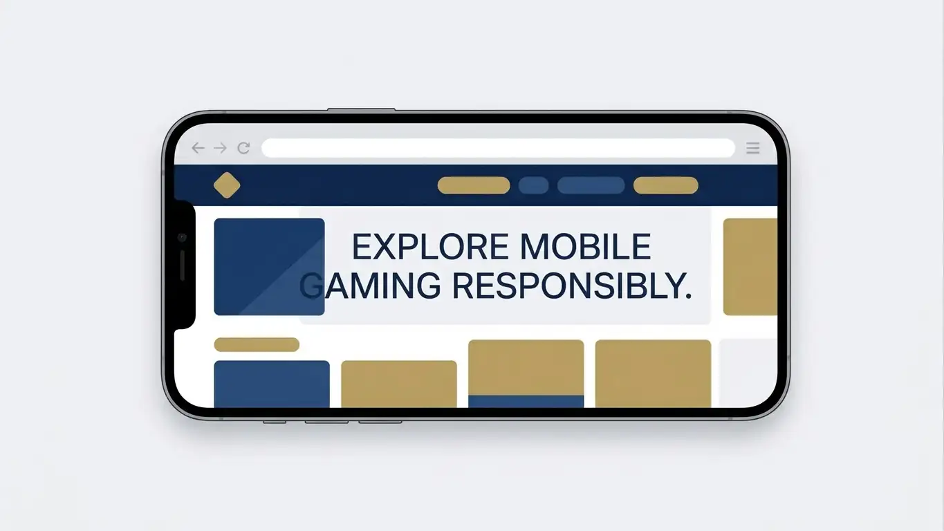Editorial illustration of a generic smartphone displaying an unbranded casino-style browser layout